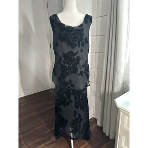 Jessica Howard Dress Womens 16 Black Sheer Floral 2‎ Piece Sleeveless Maxi Set